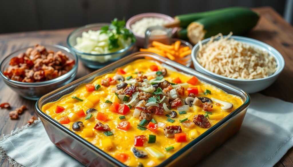 Customized keto breakfast casserole with varied ingredients
