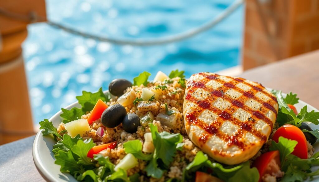Mediterranean Quinoa Salad with Grilled Chicken
